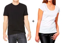 Comprar Pack 2 Remeras Hombre Y 2 Remeras Mujer Algodón Manga Corta