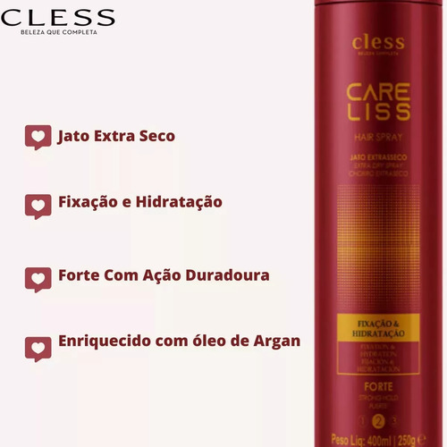 Kit 3 Spray Fixação Hidratação Care Lis Forte 400ml Charming