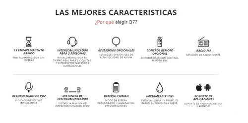Intercomunicador Casco Inalambrico Bluetooth Ejeas Q7