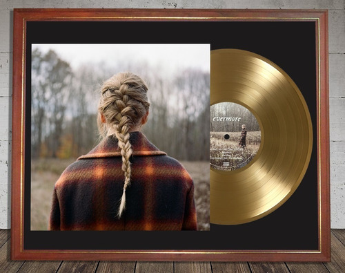 Taylor Swift Evermore Tapa Lp Y Disco Oro En Cuadro