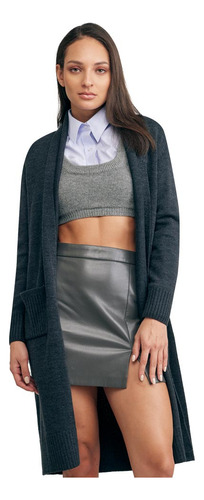 Ensamble Largo Tejido Sao Paulo Rm06 Gris Oxford Para Mujer