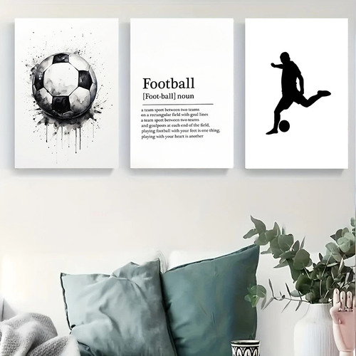 Póster De Fútbol, Regalo De Fútbol, Lienzo, 3 Piezas, Decora