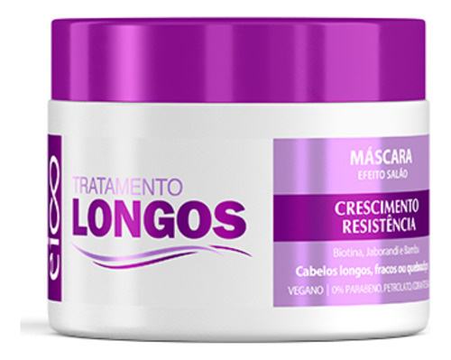 Eico Máscara Tratamento Creme Hidratação Cabelos Longos Força Crescimento Resistência Capilar 270g Cabelos Fracos Quebradiços