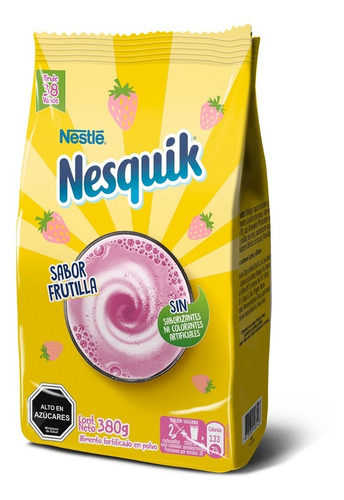 Imagen 1 de 2 de Saborizante Para Leche Nesquik® Optistar Frutilla Bolsa 380g