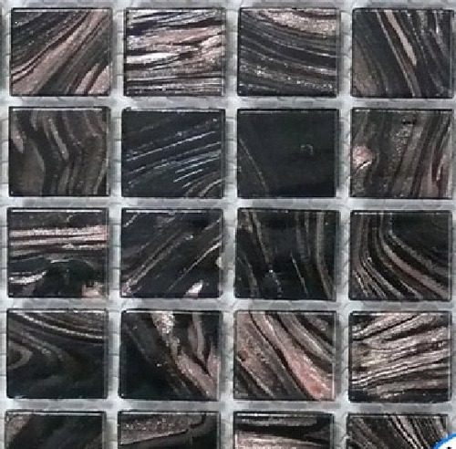 Mosaico Vidrio Malla Negro Con Dorado 2x2  Caja= 1,07 Mts²