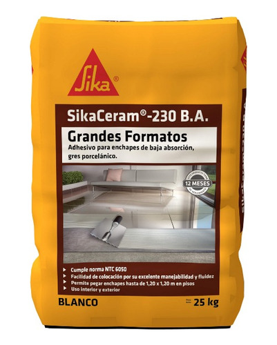 Sikaceram 230 B.a. Blanco Pegaenchape Para Exterior X 25 Kg