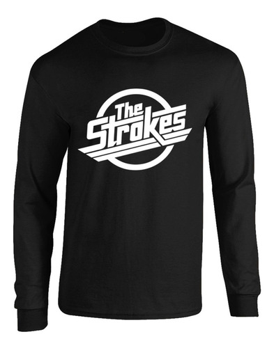 Camibuso Negro Camiseta Manga Larga Banda The Strokes