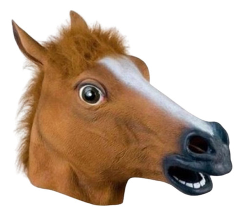 Máscara Cabeça Cavalo Marrom Látex Divertida Fantasia Festa