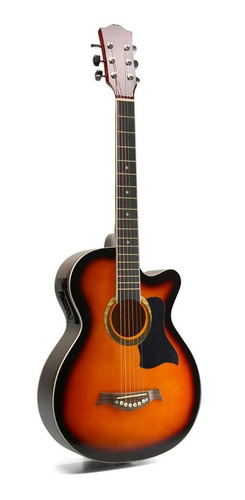 Imagen 2 de 7 de Guitarra Criolla Electroacustica Madera Funda Acero Cuerdas
