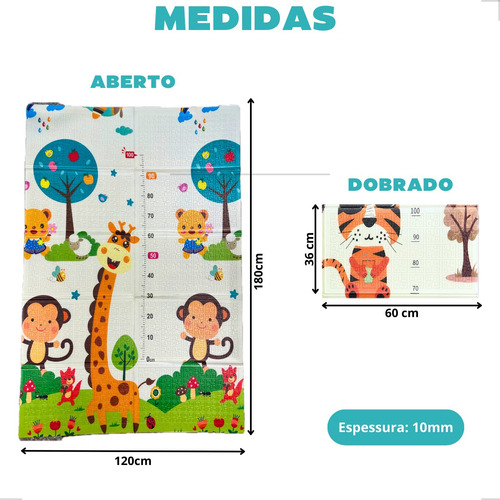 Tapete Tatame Infantil Emborrachado Dobrável Dupla Face Bebe Grande