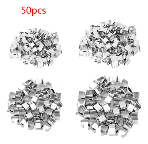 (a) De 50 Clips De Canaleta Para Luces, Ganchos De Metal Dur