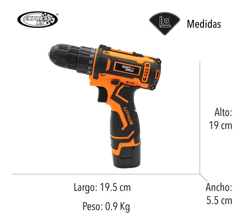 Imagen 2 de 7 de Taladro Atornillador Inalambrico Recargable Eléctrico Kit 1b