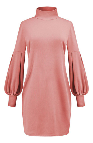 Vestido Tipo Suéter De Cuello Alto Para Mujer, Casual,