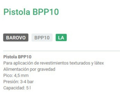 Imagen 6 de 10 de Pistola De Pintar Barovo Bpp10 Reves Texturado Latex