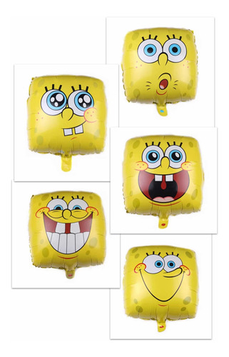 Pack 10 Globos Metálicos Bob Esponja 45cm Sin Varillas