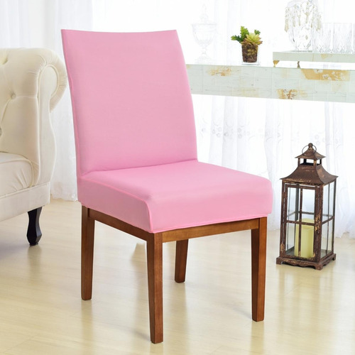 Kit Capa De Cadeira Jantar Malha Gel Elástico 4 Capas Cores Cor Rosa Desenho do tecido Liso