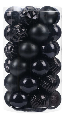Esferas Para Arbol Navideño Color Negro 60 Milimetros 41pcs