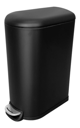 Bote De Basura Metálico 40l Negro Con Pedal