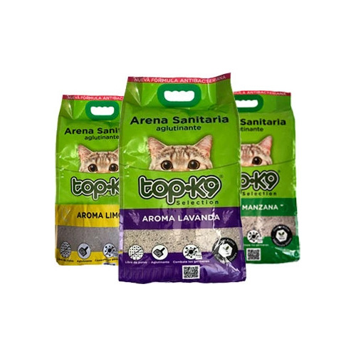 Arena Aglutinante Top-k9 Pack 10 Kg Lavanda Limon Manzana