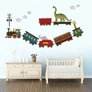 Decalmile Animal Train Vinilos Decorativos Elefante De Dinos
