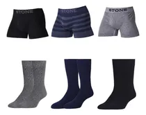 Comprar Boxer X12 Stone Surtido + 12 Pares Medias Vestir Traje Stone