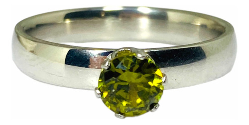 Anillo Solitario Peridoto 6mm Acero Compromiso