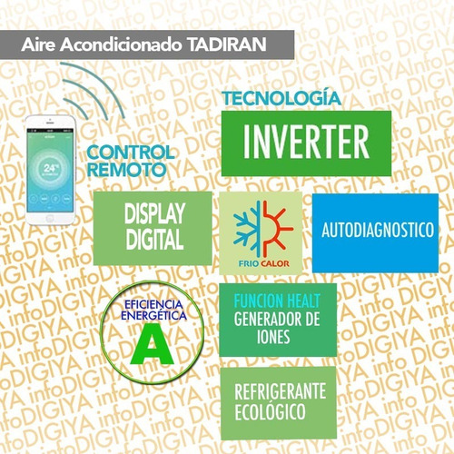 Imagen 2 de 9 de Aire Acondicionado Tadiran Inverter 6400 Tadi64tc Digiya