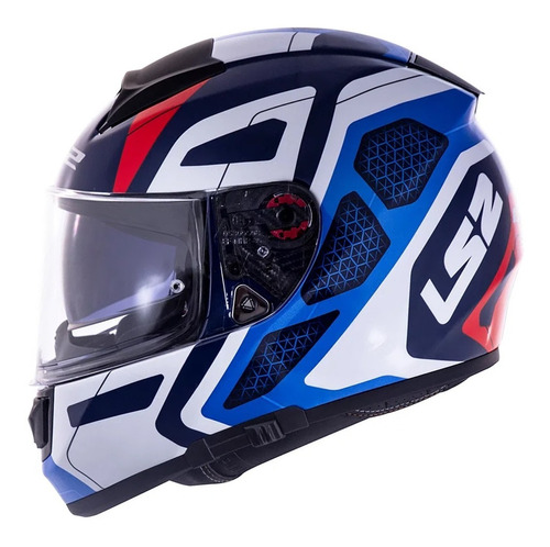 Capacete Ls2 Ff397 Vector Interceptor Azul Branco Vermelho