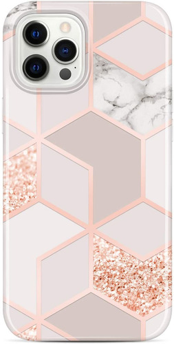 Funda Para iPhone 12/12 Pro (diseno Marmol Rosa)