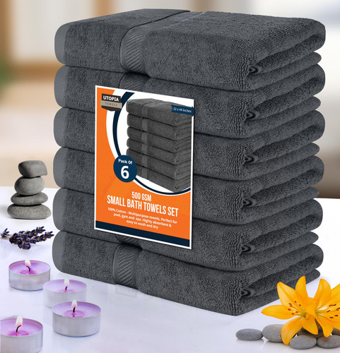 Utopia Towels Juego De 6 Toallas De Baño Pequeñas, 100% Algo