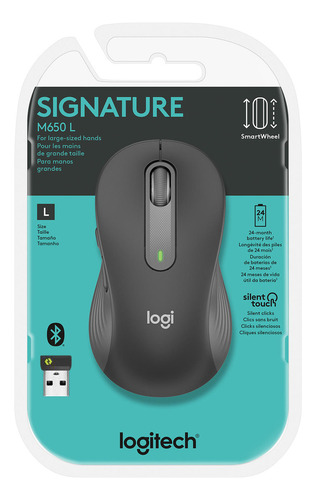 Mouse Inalambrico Logitech Signature M650 Large Grafito Color Negro