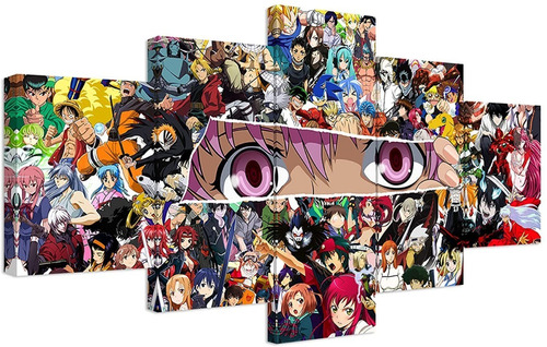 5 Cuadros Canvas Crossover Animes Personajes Famosos 