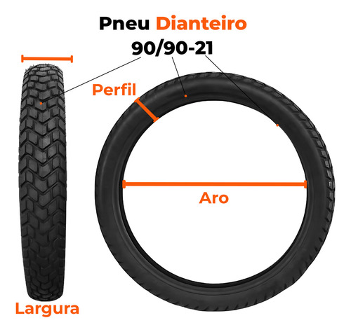 Pneu Dianteiro 90-90-21 Mt60 Uso Com Câmara Pirelli
