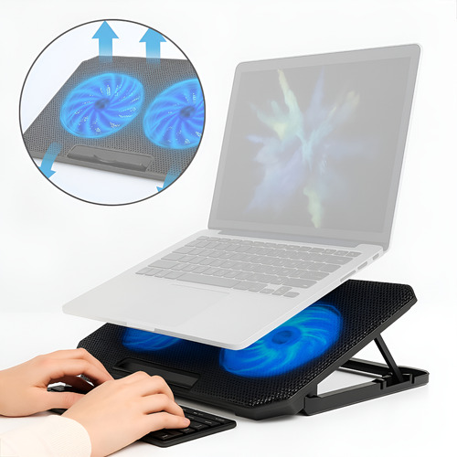 Suporte De Notebook Macboock Apoio 2 Cooler Com Led Nfe