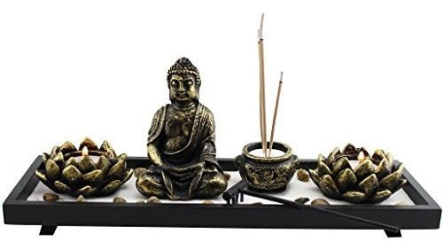 Feng Shui Mesa Jardin Zen Buda Roca Rastrillo Arena Vela Que