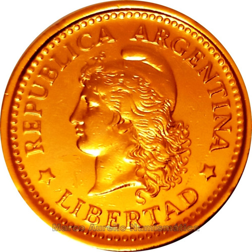 Argentina Moneda De 1 Peso Del Año 1958 Bañado Con Oro 24k 