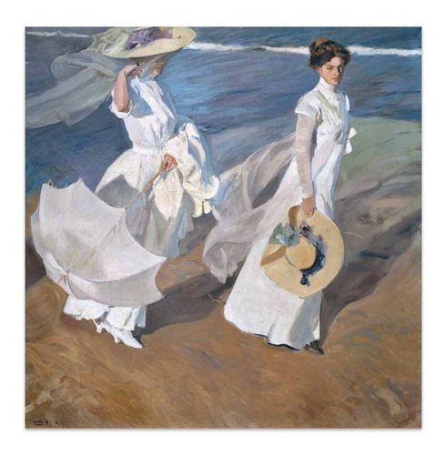 Cuadro Canvas Paseo A Orillas Del Mar Sorolla 49x50 M Y C