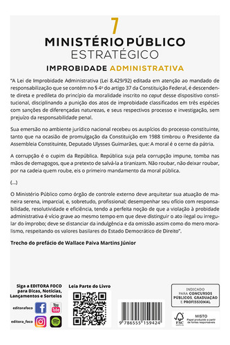 Ministério Público Estratégico - Improbidade Administrativa - 1ª Ed - 2024 - Volume 7, De Alexandre Alberto De Azevedo Magalhães Jr.. Editora Editora Foco, Capa Mole, Edição 1 Em Português, 2023