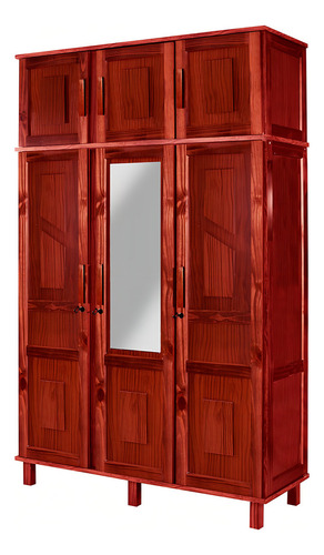 Guarda-roupa Solteiro Campo Grande 6 Portas Com Espelho Mel Cor Vermelho