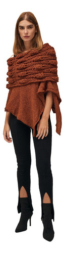 Poncho Mistral, Poncho De Lana Con Cuello Rebatible