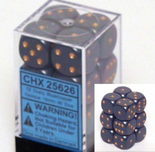 Chessex Dice D6 Sets: Azul Polvoriento Opaco Con Cobre - Tro