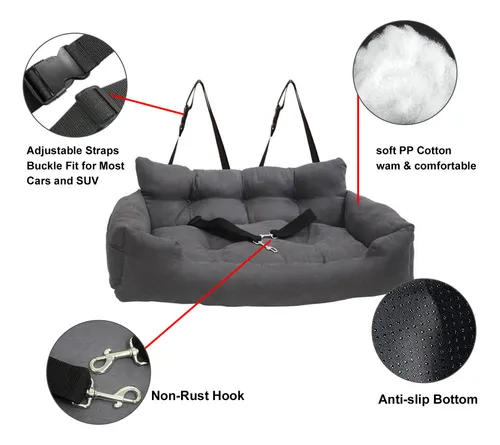 S+ Asiento De Coche For Perros: Ajustable, Cómodo, Seguro,