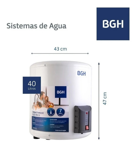 Imagen 3 de 9 de Termotanque 40lts Bgh | Eléctrico | Carga Inferior