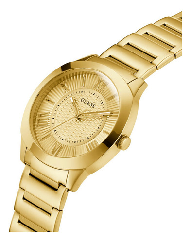 Reloj Para Caballero Guess Arc Hombre Elegante Correa Dorado Bisel Dorado Fondo Dorado
