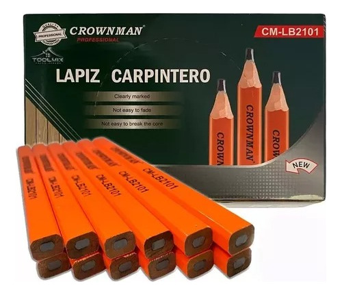 Lapiz Carpintero Grafito 6mm Construcción Albañil 72 Pcs