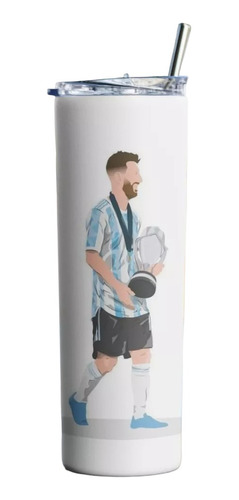 [termo Cafe. Skinny Tumbler 20 Oz.] Messi Soccer Copa.