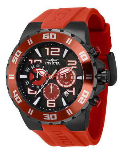 Reloj Para Hombre Invicta 37757 Pro Diver 48 Mm Color de la correa Rojo C Color del bisel Acero inoxidable Color del fondo Negro