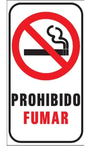 Cartel Prohibido Fumar 20x36 Cm Señalización Local Oficina
