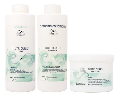 Kit Nutricurls Shampoo, Acondicionador Y Mascarilla Wella