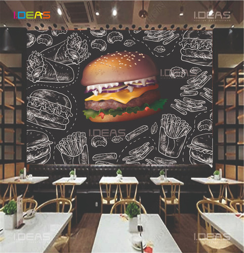 Vinilo Decorativo Foto Mural Hamburguesa Comida Negocios